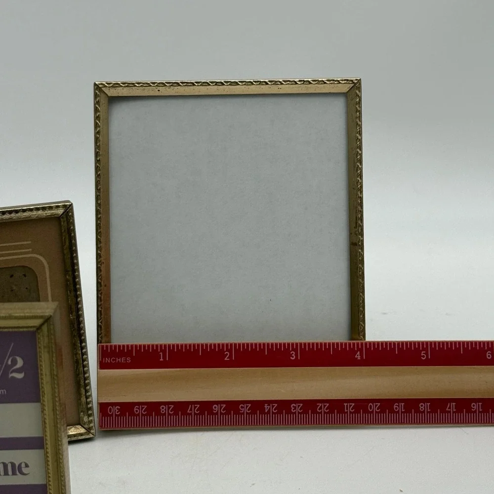Vintage Brass Metal Picture Frame Lot 5pc Mixed Sizes Intercraft Grants AFP